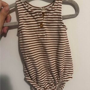 Quincy Mae Brown and Cream Striped Onesie